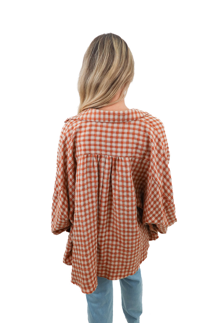 aura brown plaid flannel (s)