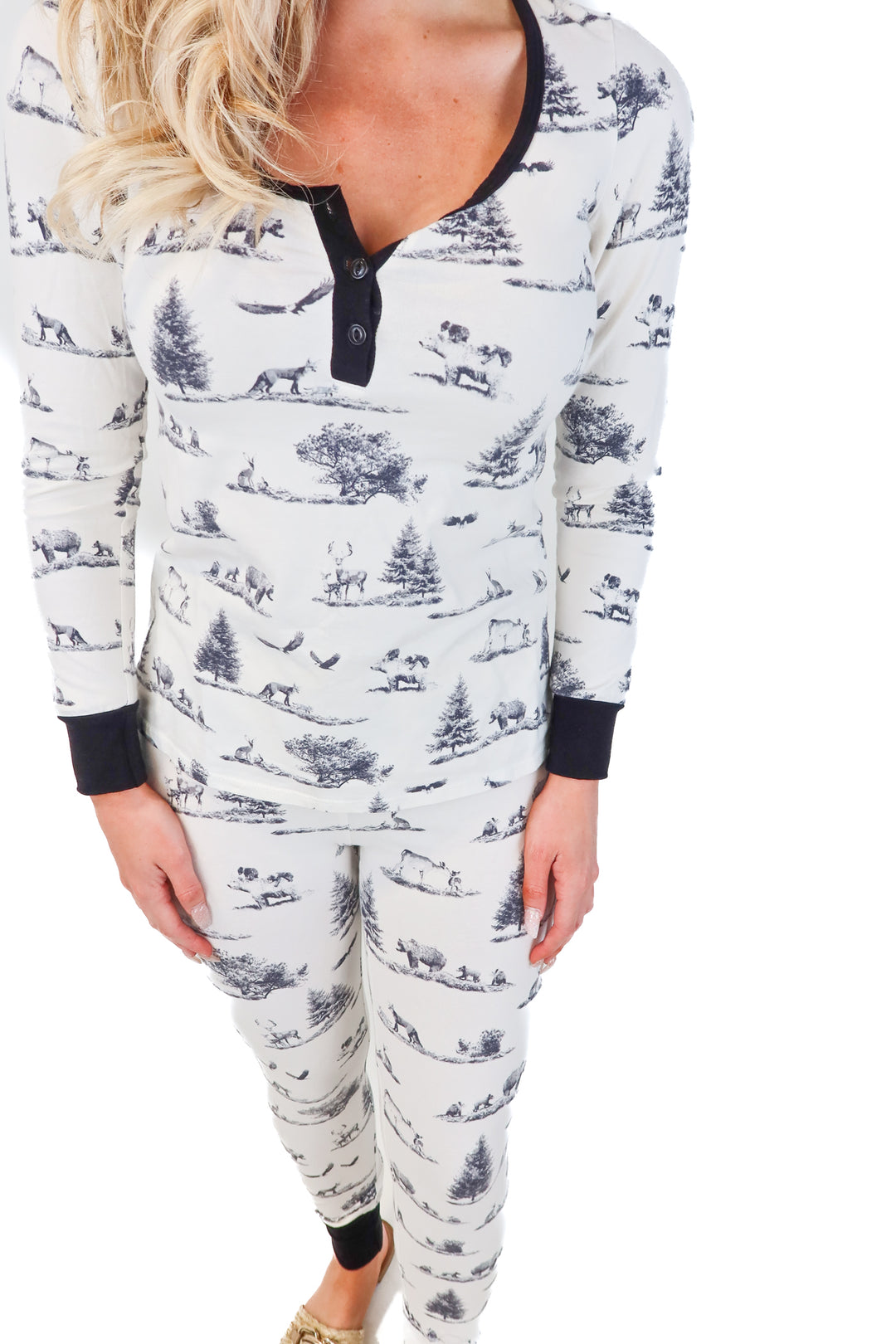 Bed head black/white animal pj set (s)