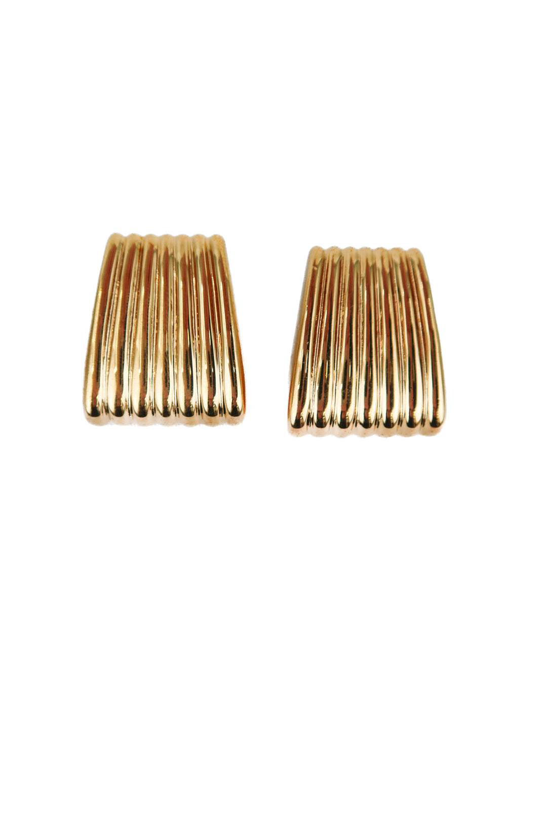 large gold pleated earrings