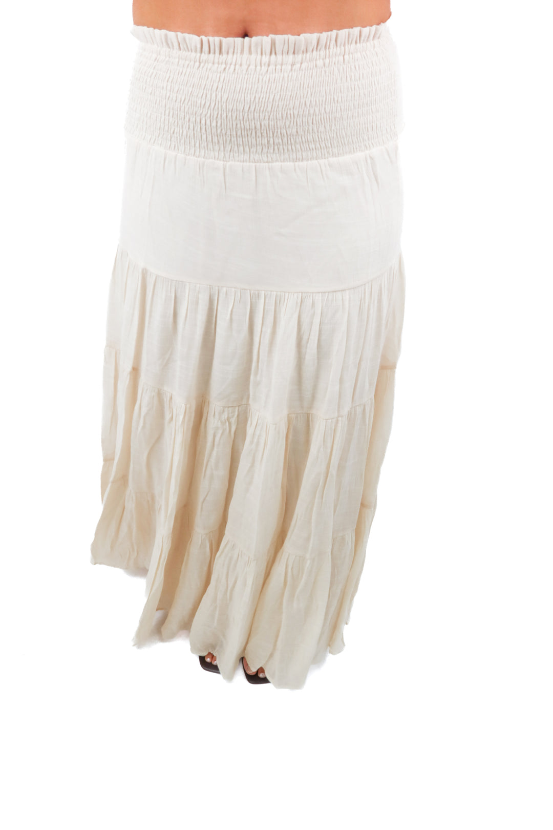 Aakaa long cream skirt (S; retail $59)