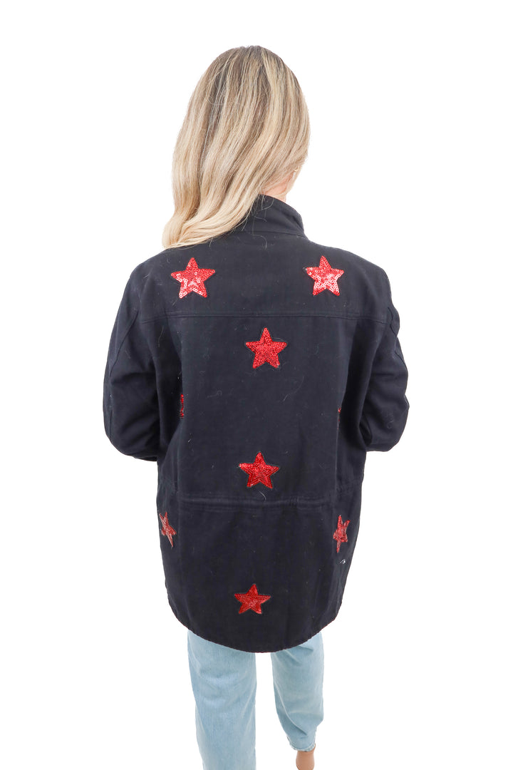 buddy love black red sequin star jacket (s)