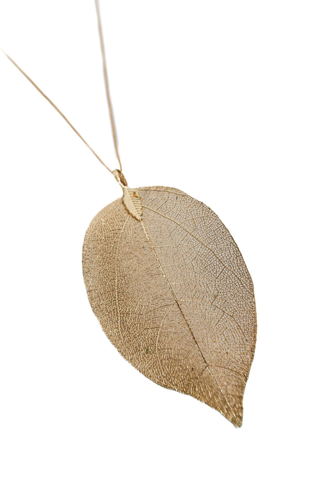 14k gold-plated large leaf necklace