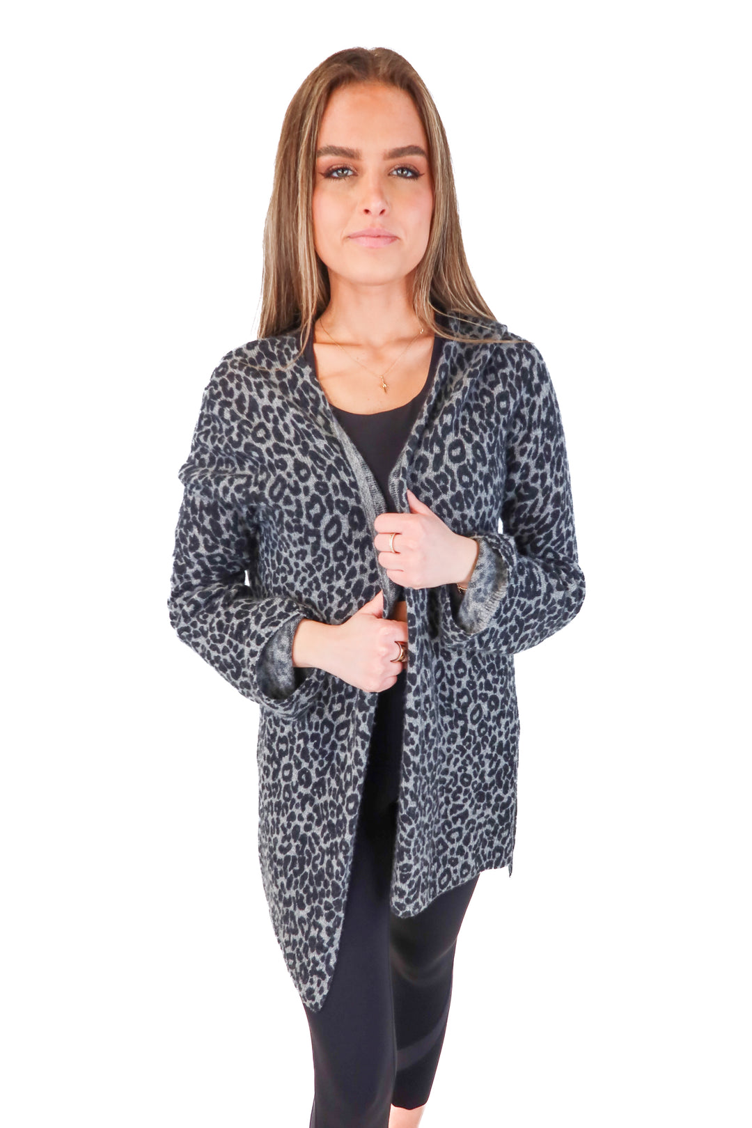 360 cashmere leopard cardigan (s; retail $395)
