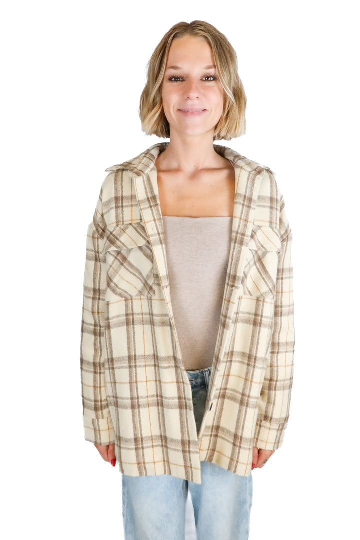 princess polly neutral shacket (s/m)