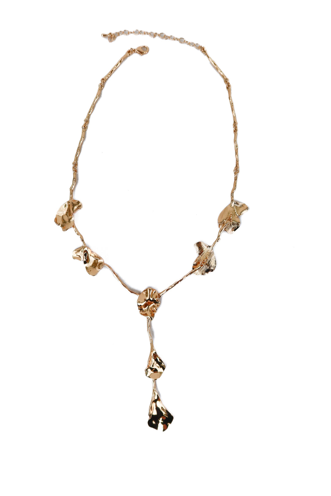rose gold hammered drop necklace