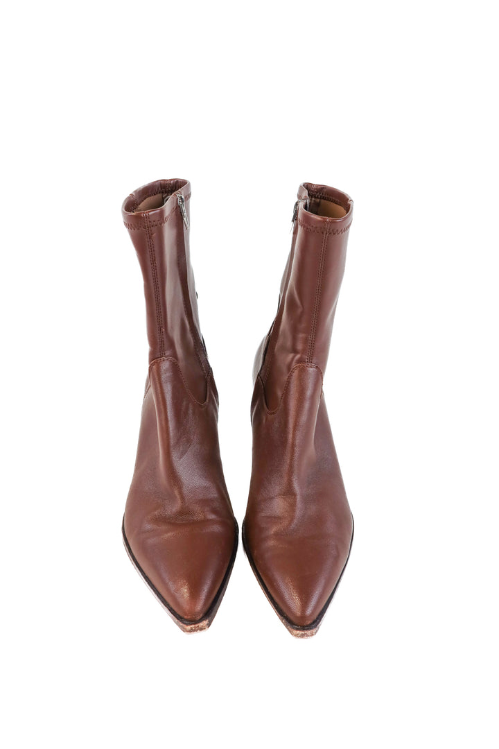 Dolce vita brown pointed toe booties (10; retail $160)