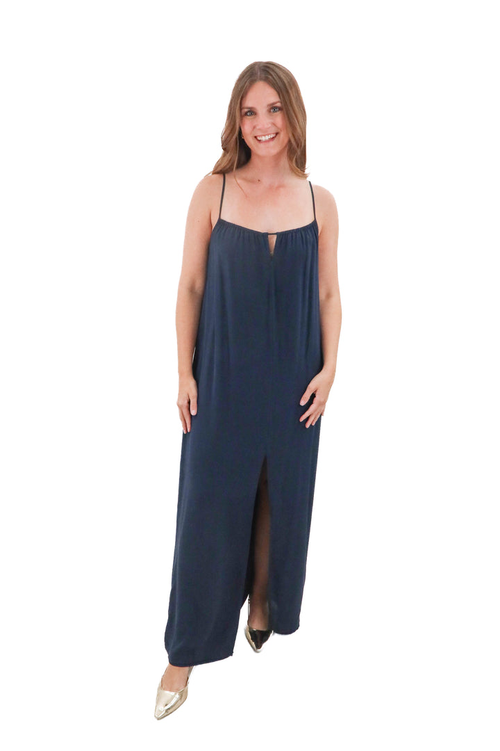 French connection navy maxi dress (m; retail $198)