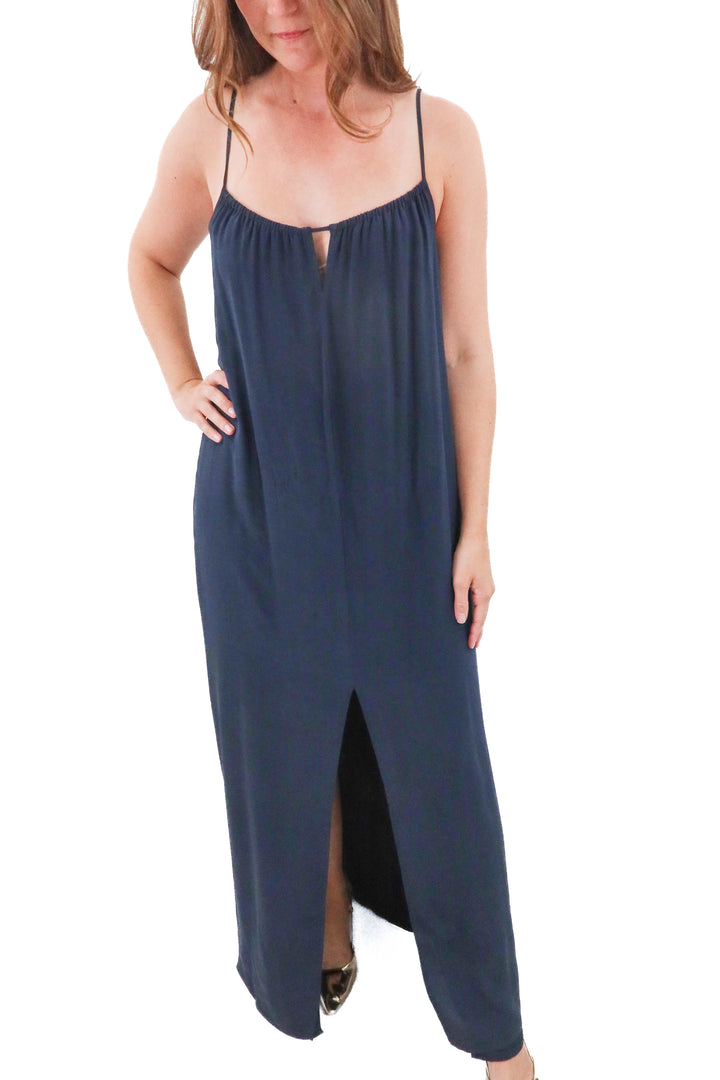 French connection navy maxi dress (m; retail $198)