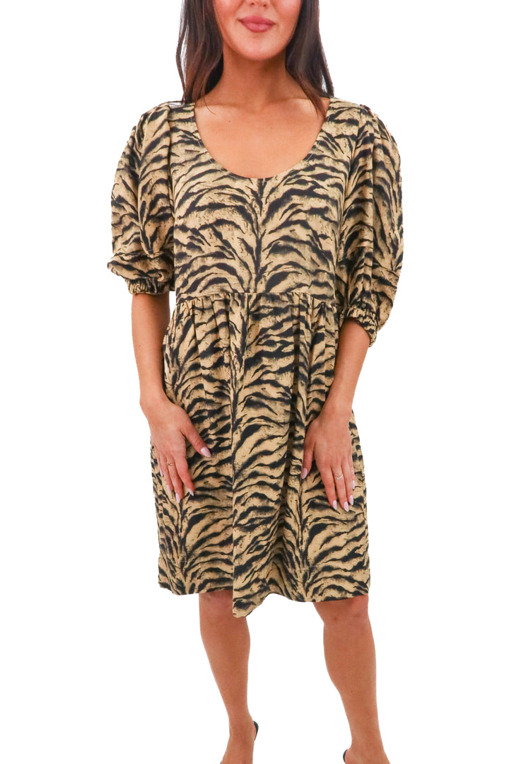 ba&sh black and tan tiger print dress (m; retail $395)