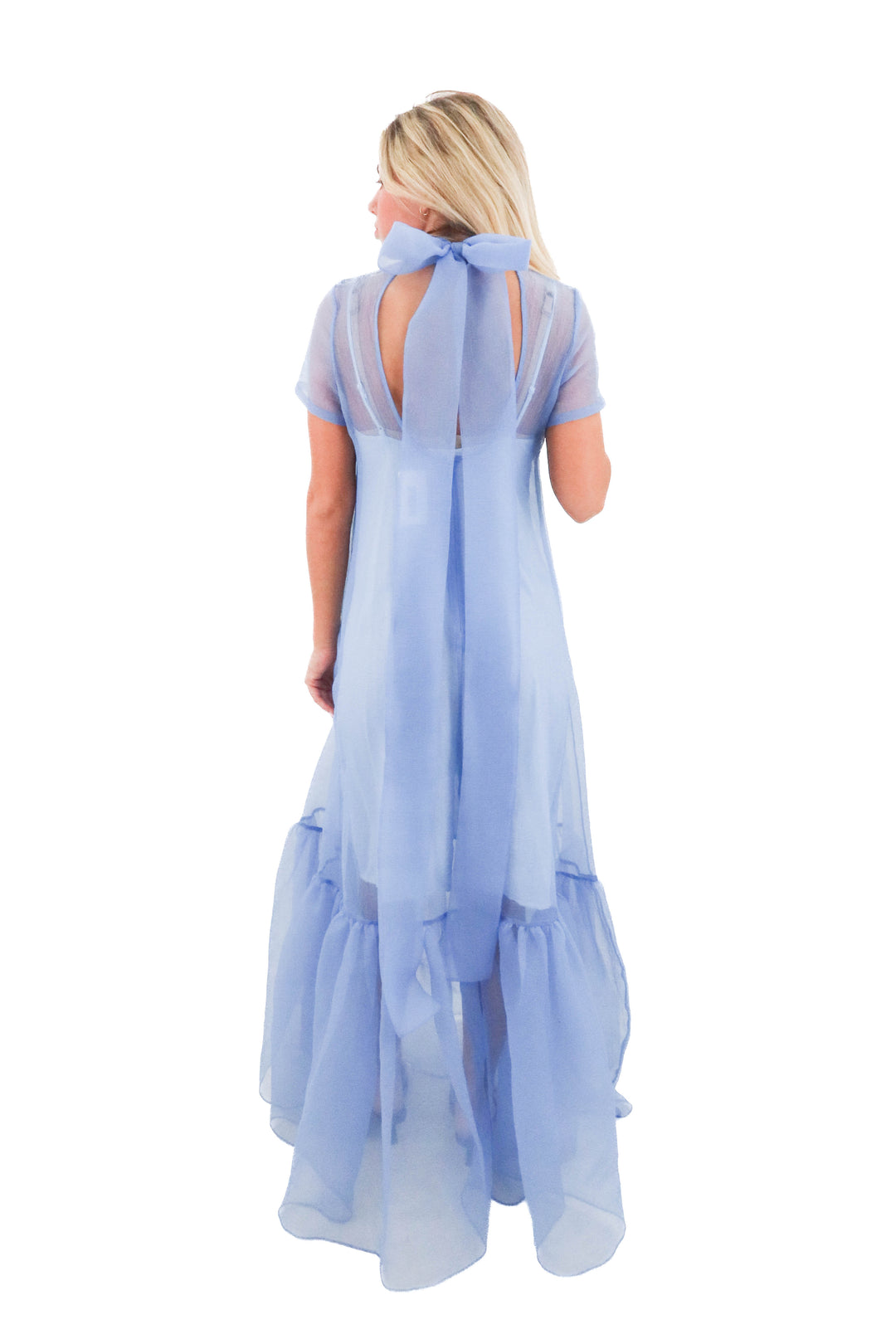 staud blue ruffle slip dress (s)
