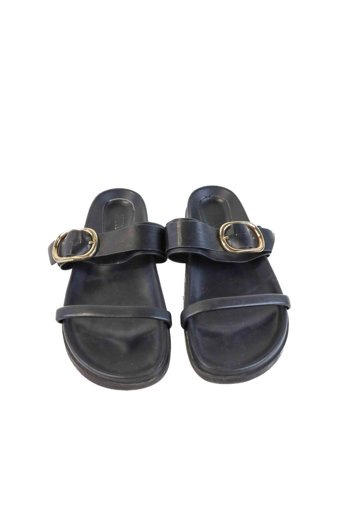 Zara black double strap sandals (41; retail $70)
