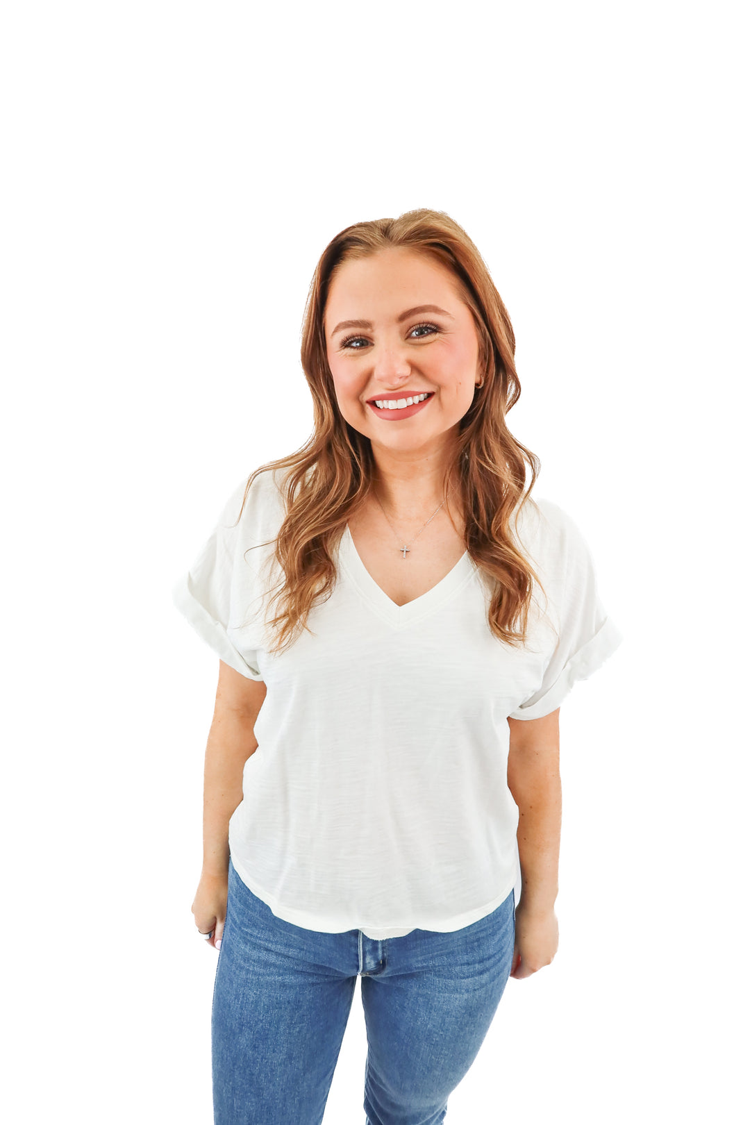 NATION white v neck tee (S; retail $71)
