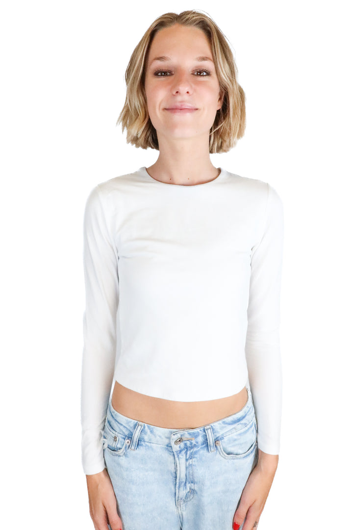 Abercrombie and fitch white long sleeve top (s; retail $35)