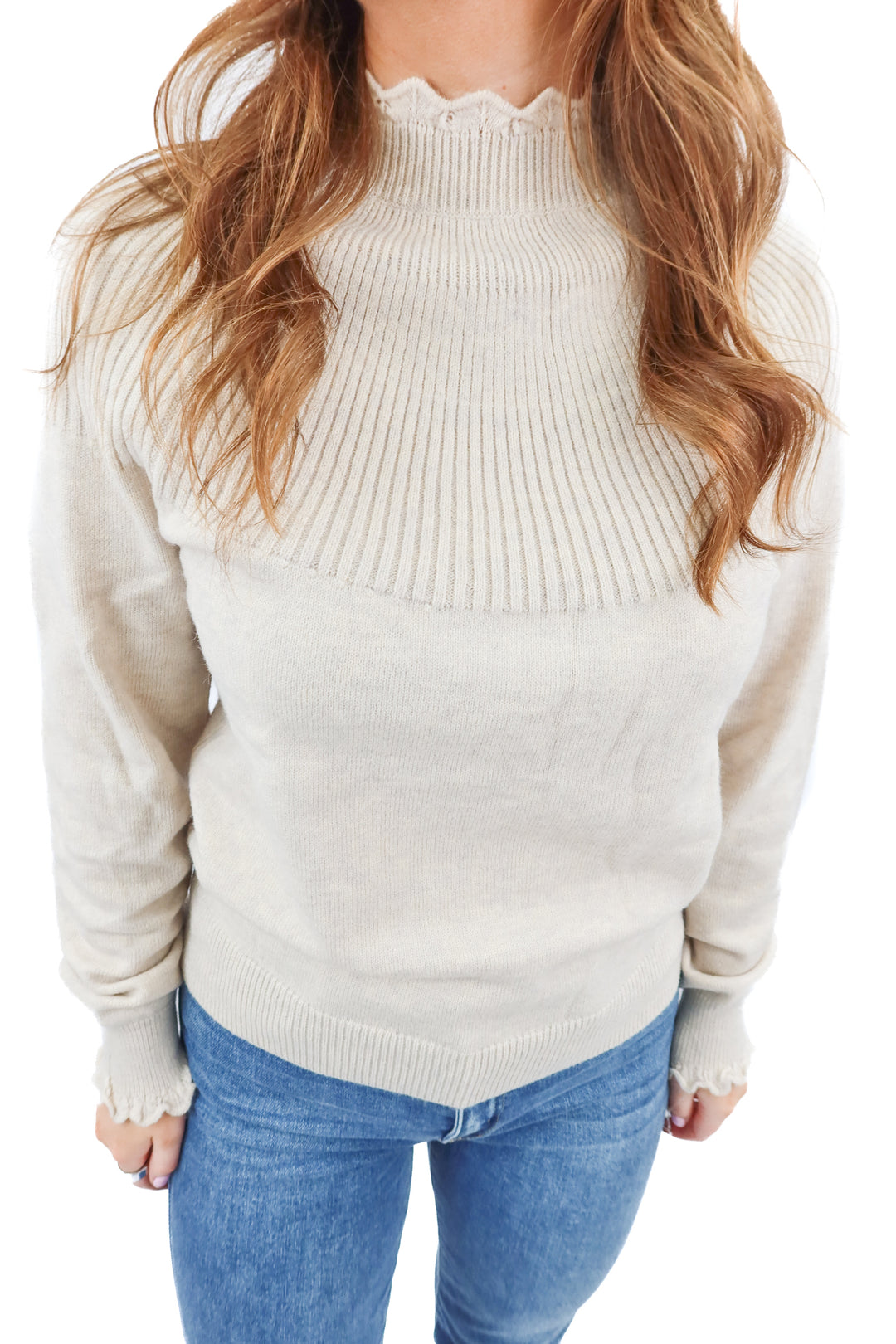 Ann Taylor beige mockneck sweater NWT (S)