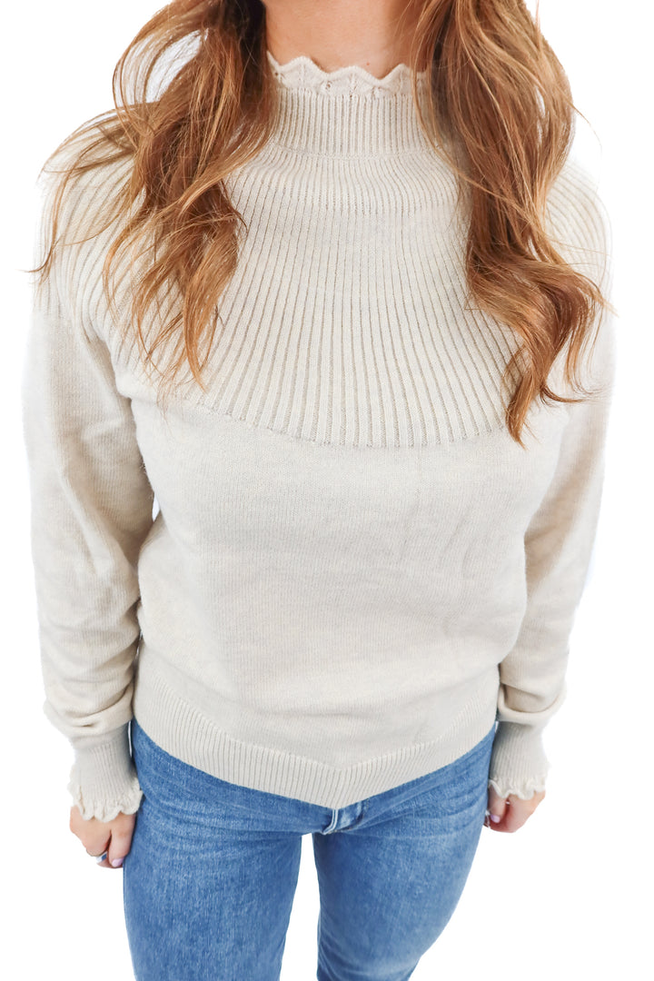 Ann Taylor beige mockneck sweater NWT (S)