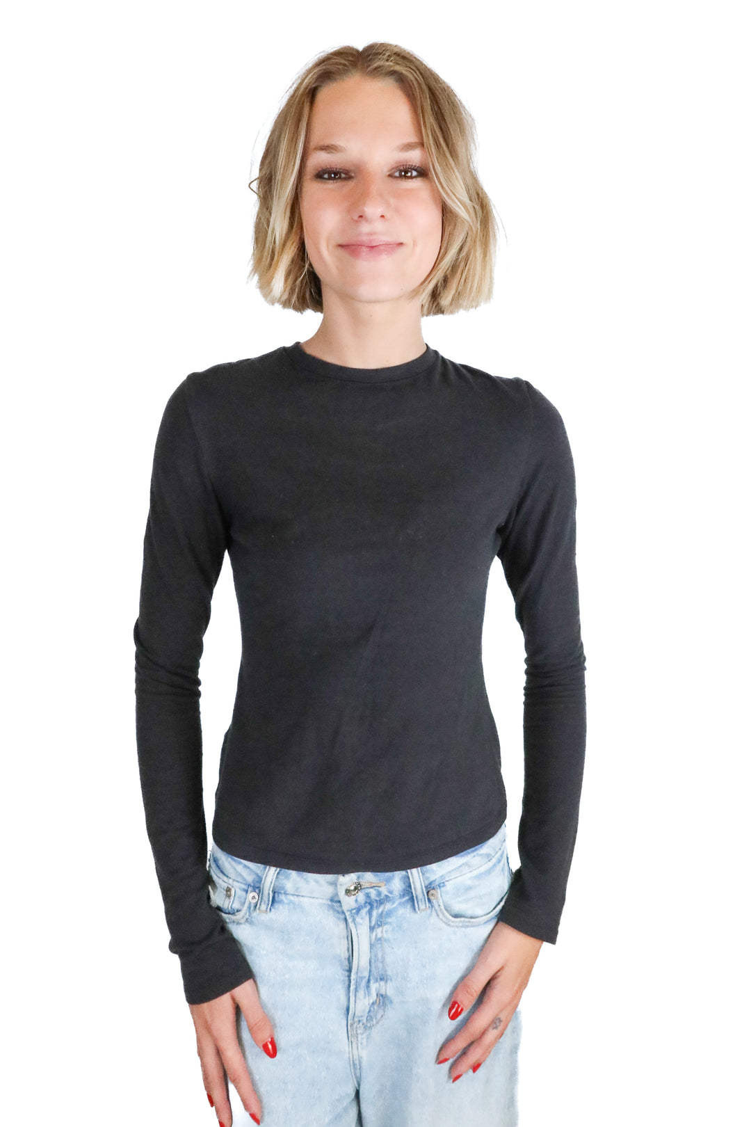 skims black long sleeve top (s)