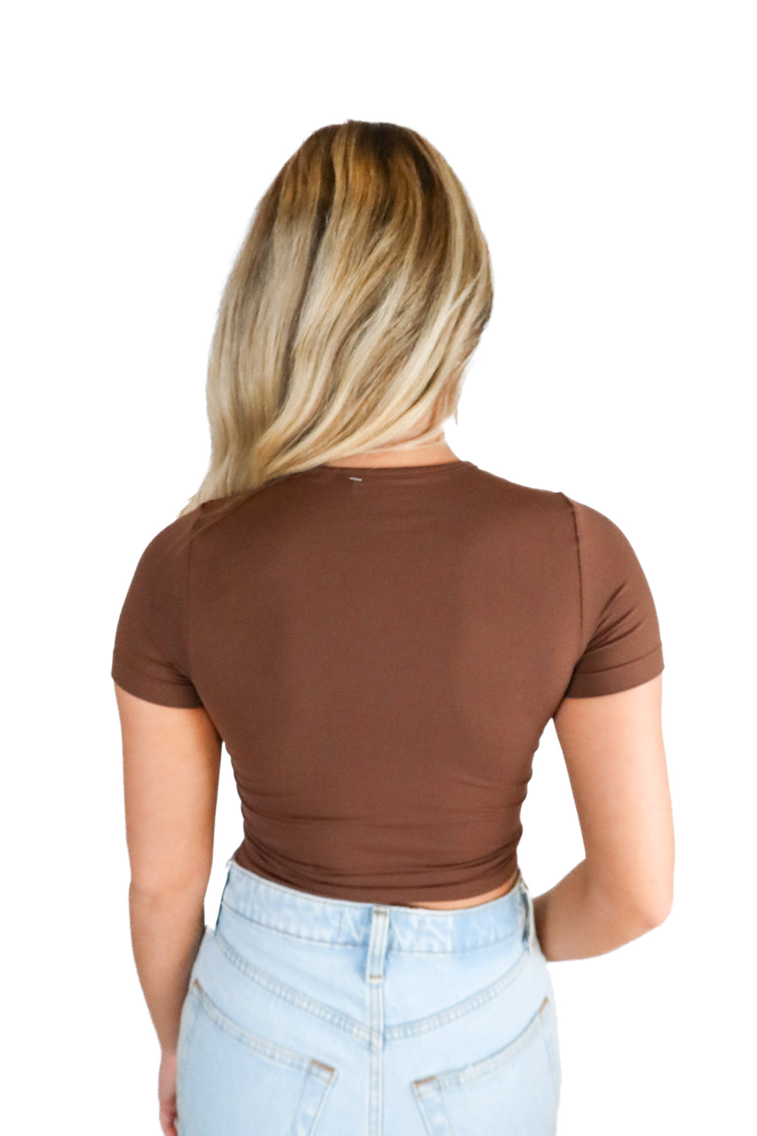 skims brown fitted short sleeve tee (s)