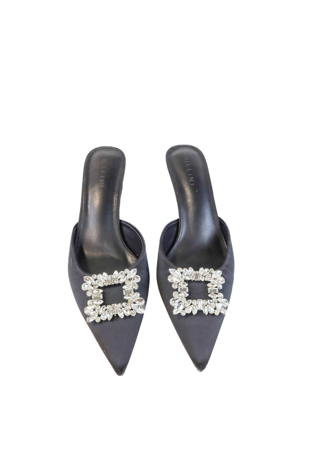 Billini Black Satin Kitten Heel Mules NWOT (10; retail $120)