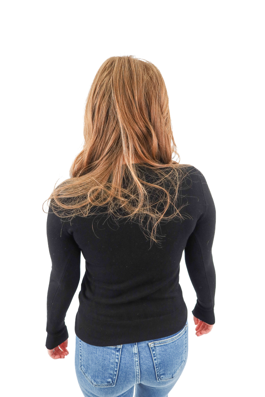 Zara black crew neck knit long sleeve top (S)