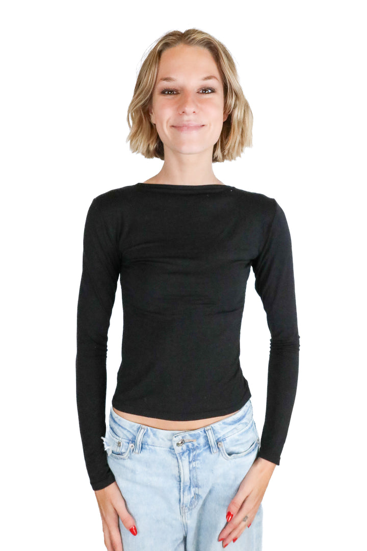 akewei black long sleeve top (s)