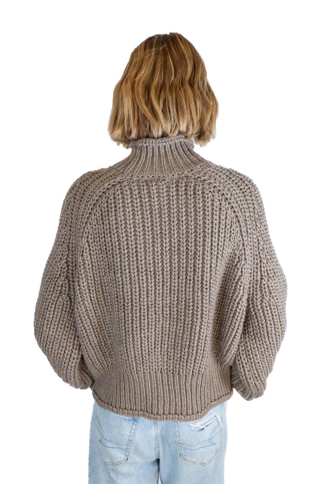 h&m taupe thick turtleneck knit sweater (M)