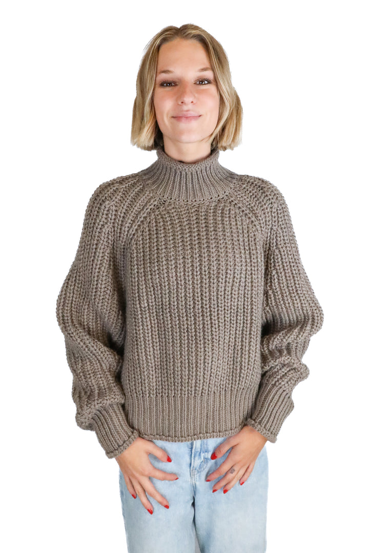 h&m taupe thick turtleneck knit sweater (M)