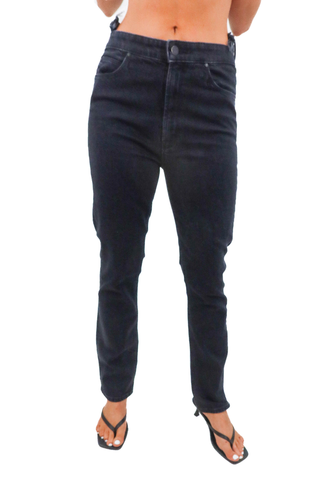 mother black straight leg jeans (28; retail $268)