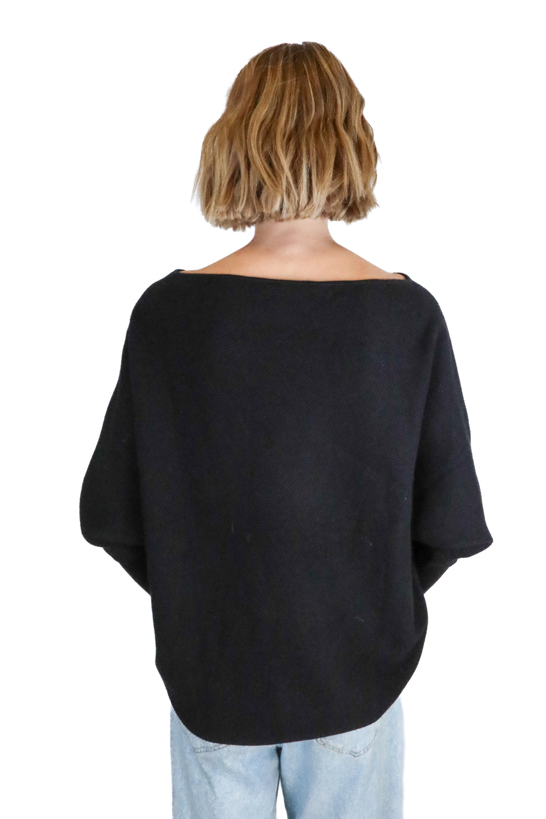 Fashion Black Oversized Boat Neck Sweater NWT (M)
