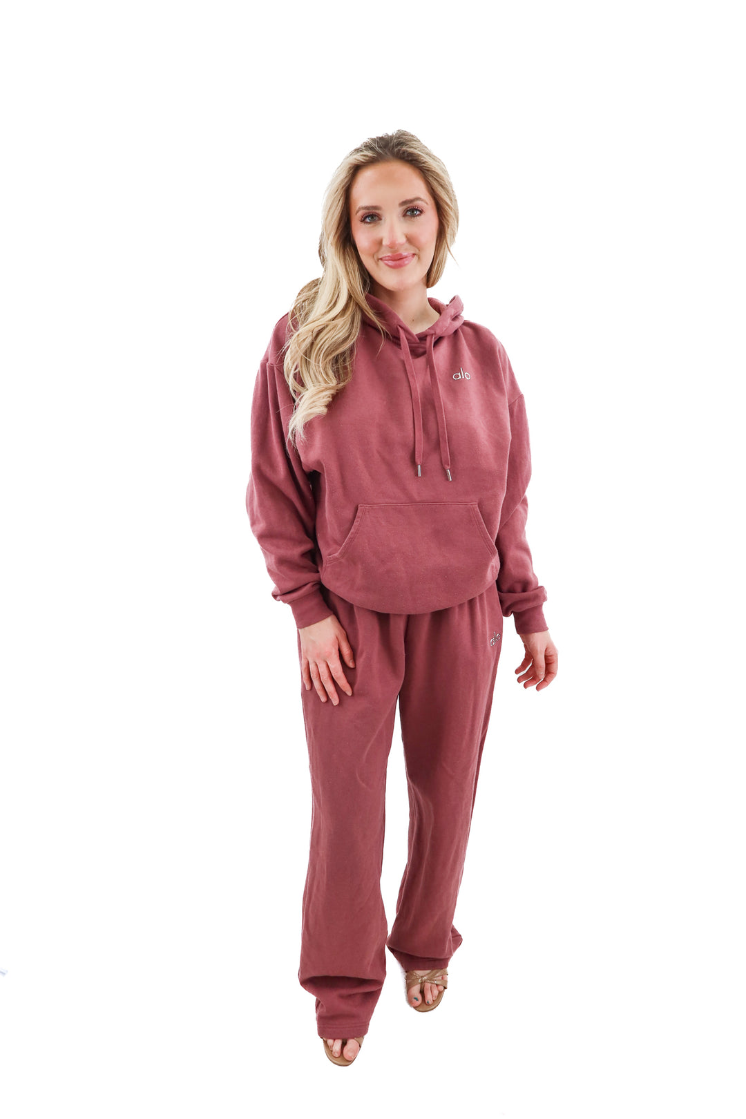 alo mauve sweat set (m; retail $280)