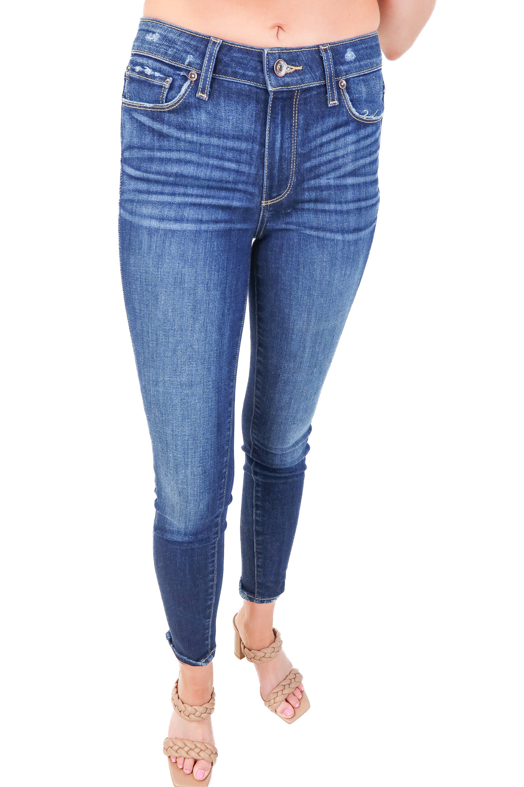 Paige dark wash skinny jeans (25; retail $195)