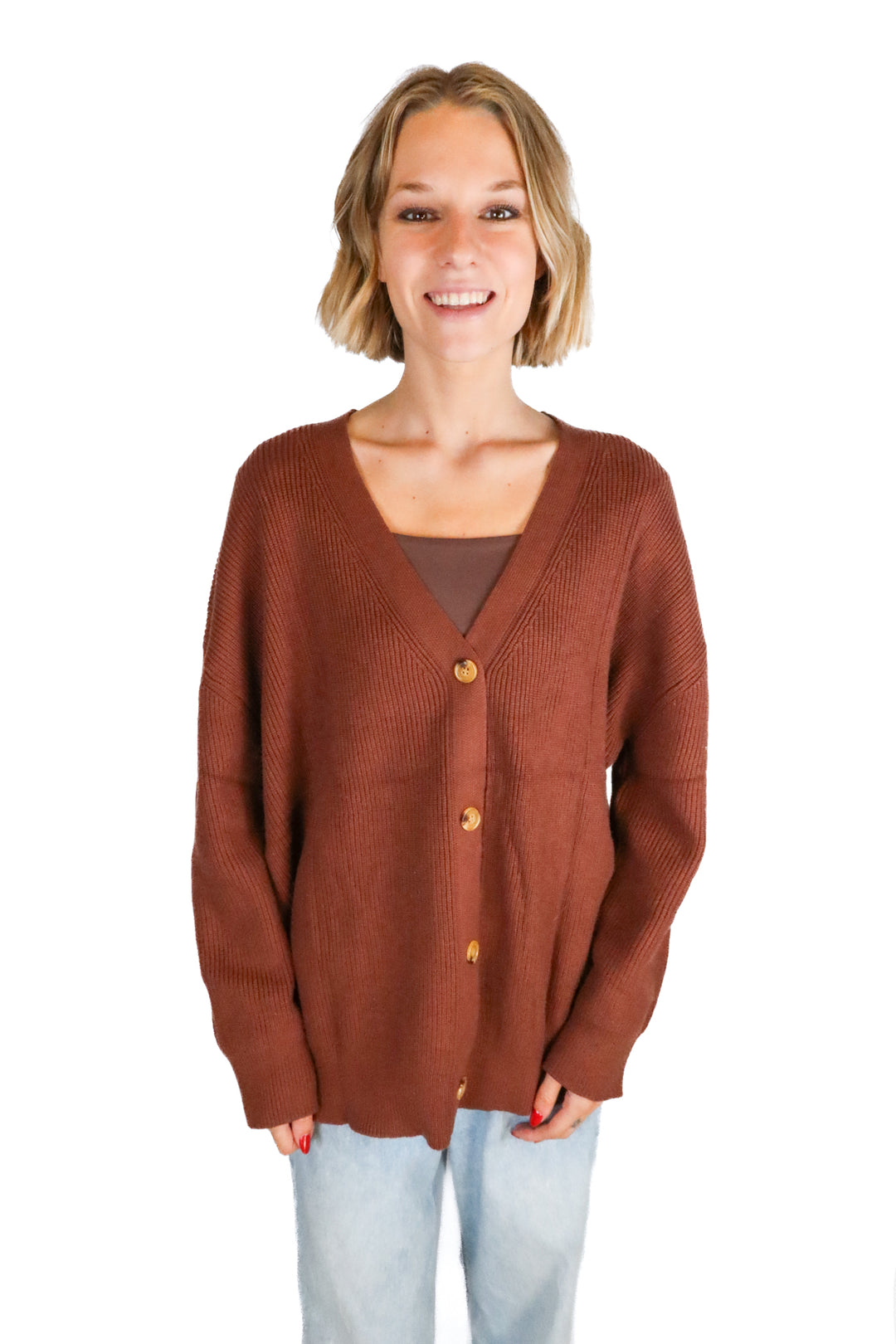 lillusory dark brown knit oversized cardigan (S)