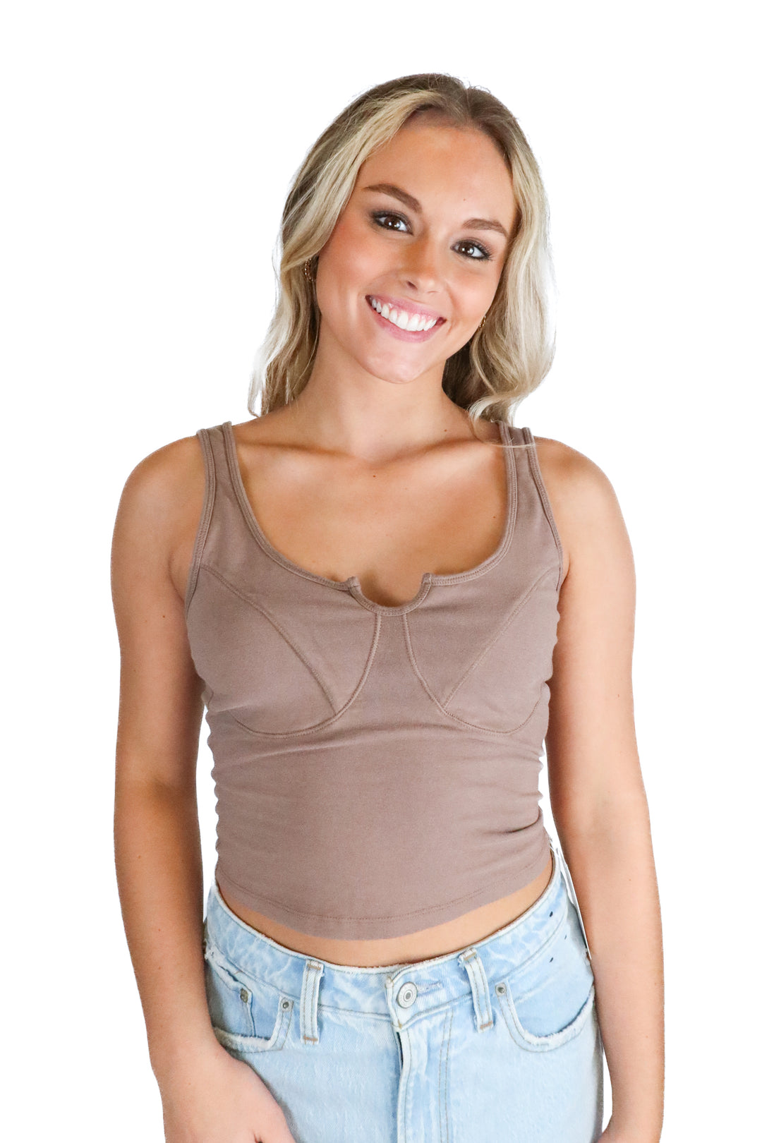 abercrombie soft collection brown tank (s; retail $39)