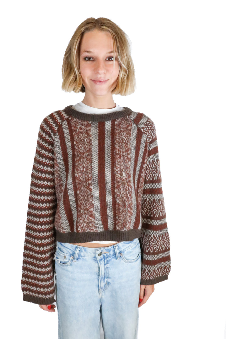 grade & gather fuzzy printed sweater NWT (m; retail $74)