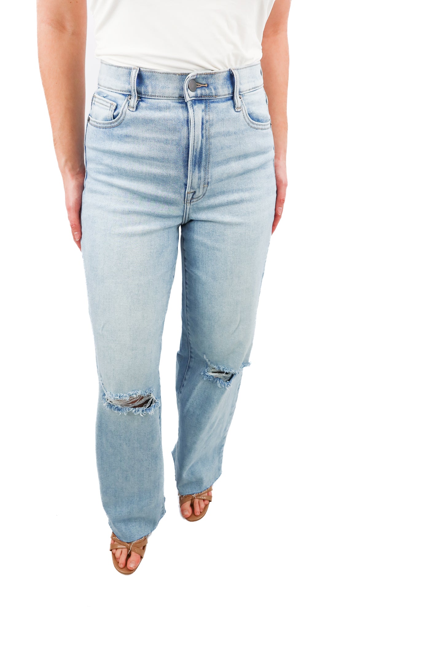 vici light wash ripped wide leg jeans (27; retail $75) – Well-Dressed