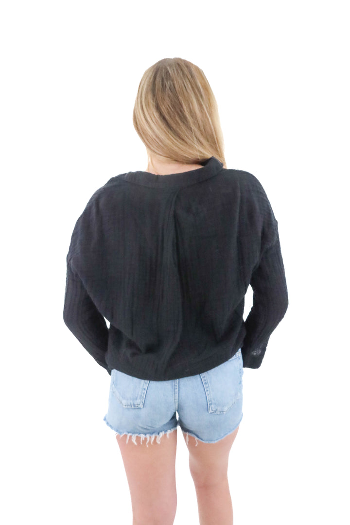 sundays black cotton blouse (2; retail $180)