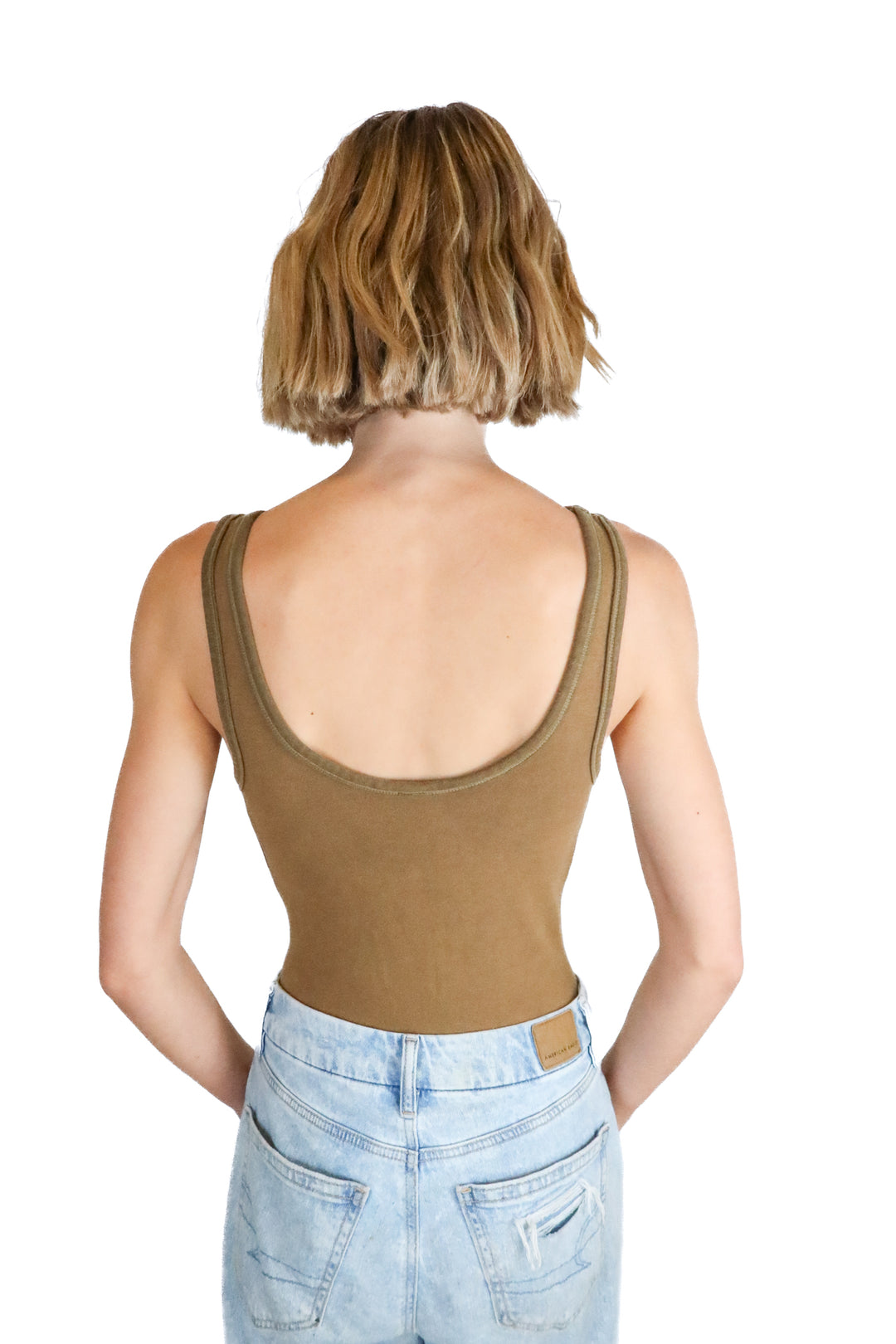 skims sage green contrast bodysuit (s)