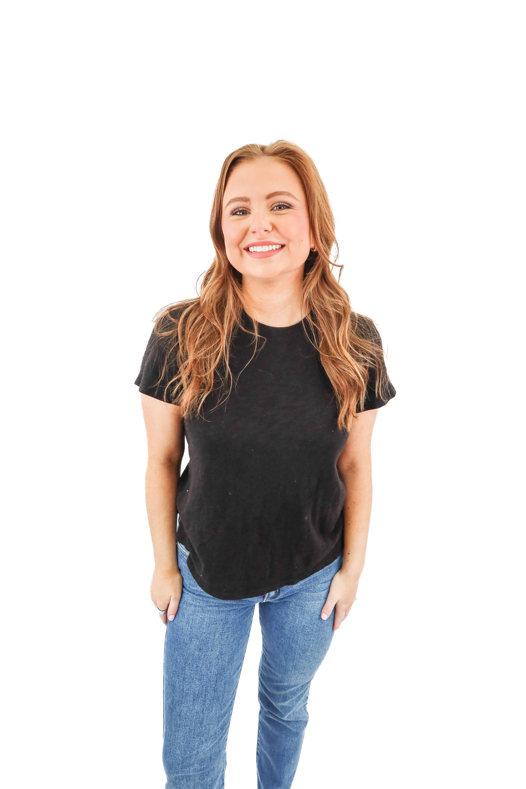 atm black short sleeve top (s; retail $90)