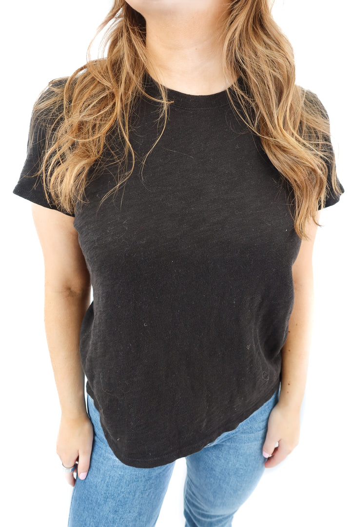 atm black short sleeve top (s; retail $90)