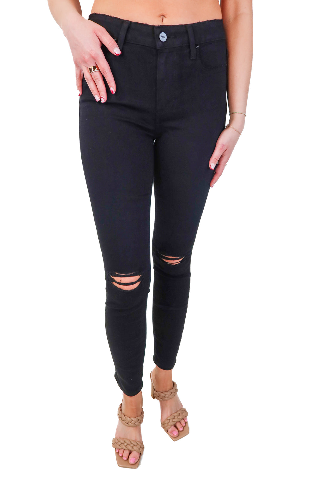 Paige black distressed jeans (26)