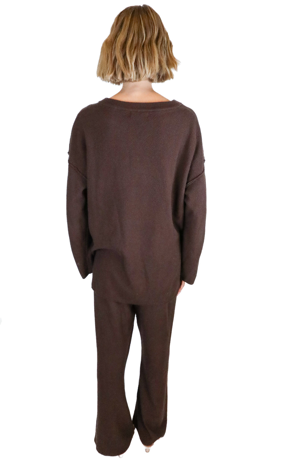 Illusory Brown Waffle Knit Set (M)