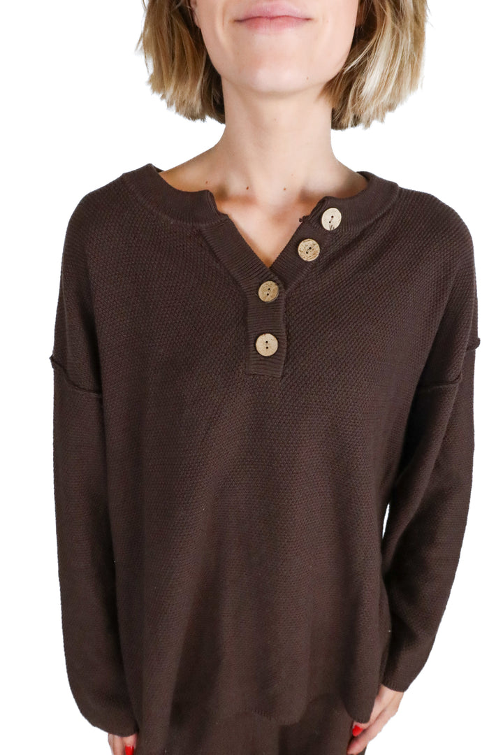 Illusory Brown Waffle Knit Set (M)