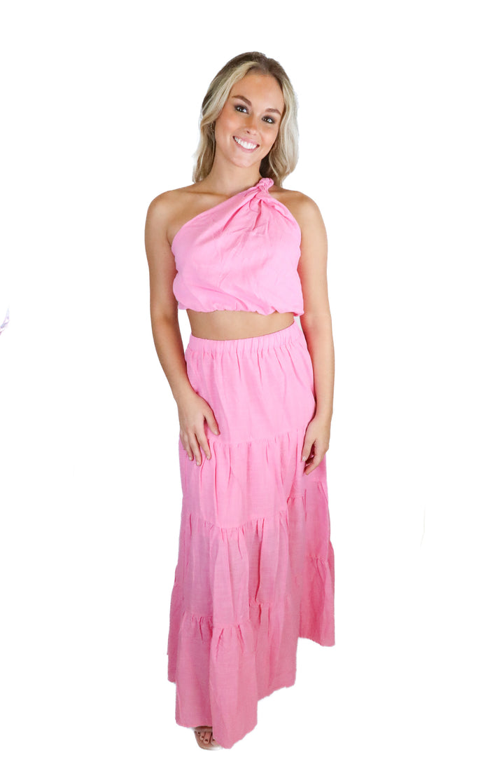 Petal + Pup Bubblegum Pink One Shoulder Top &Maxi Skirt Set NWT (6)