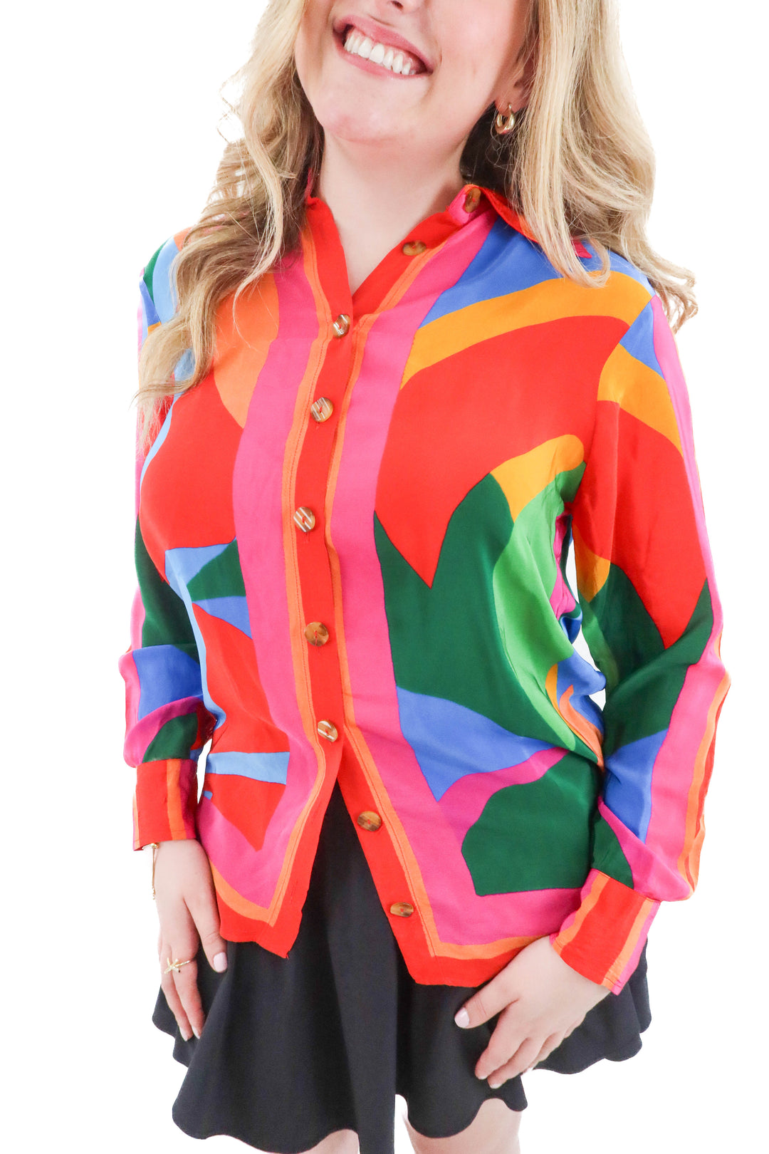 farm rio colorful blouse (m; retail $210)