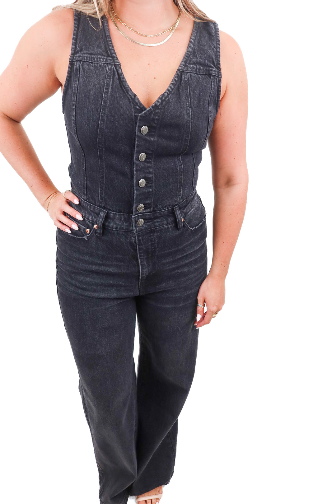 pistola black denim jumpsuit NWT (m; retail $188)