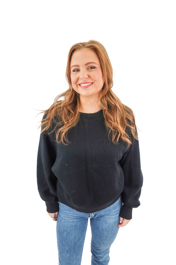 wsly black crewneck sweatshirt (s; retail $79)