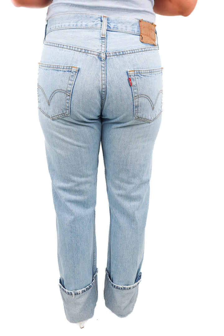 aligrace light wash cuffed jeans (30; retail $298)