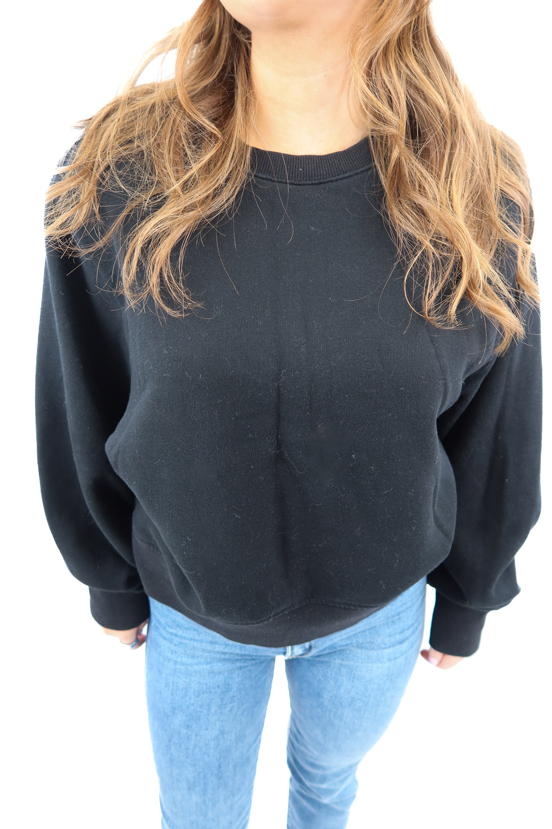 wsly black crewneck sweatshirt (s; retail $79)
