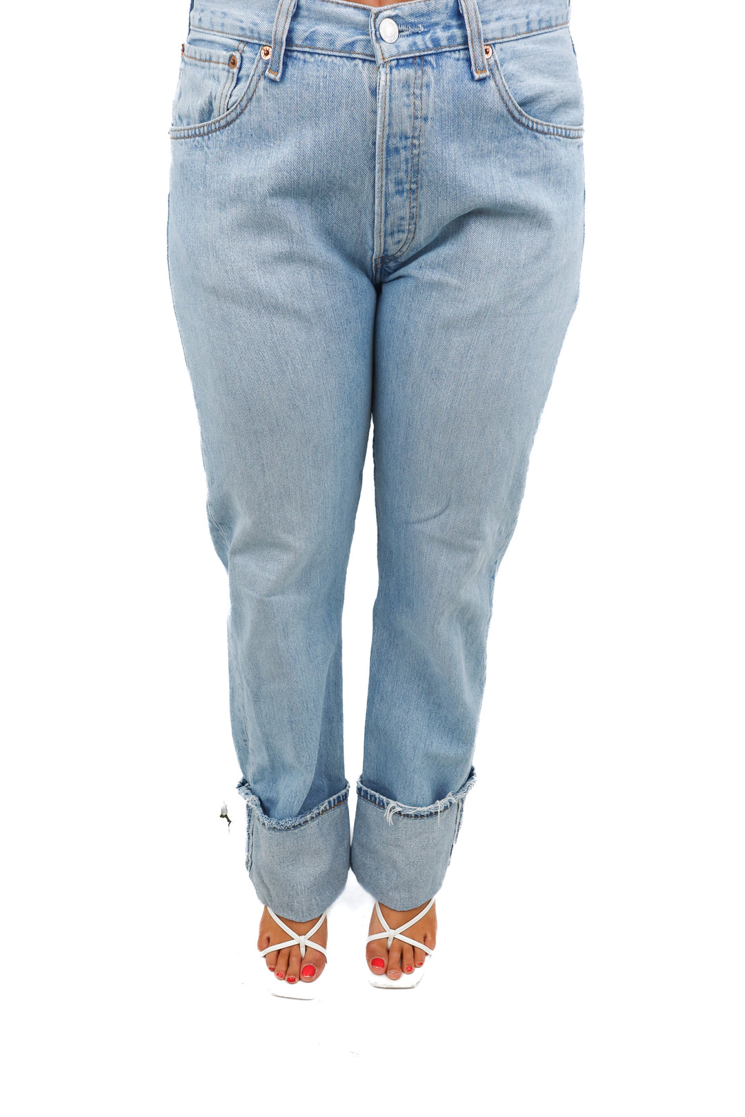 aligrace light wash cuffed jeans (30; retail $298)