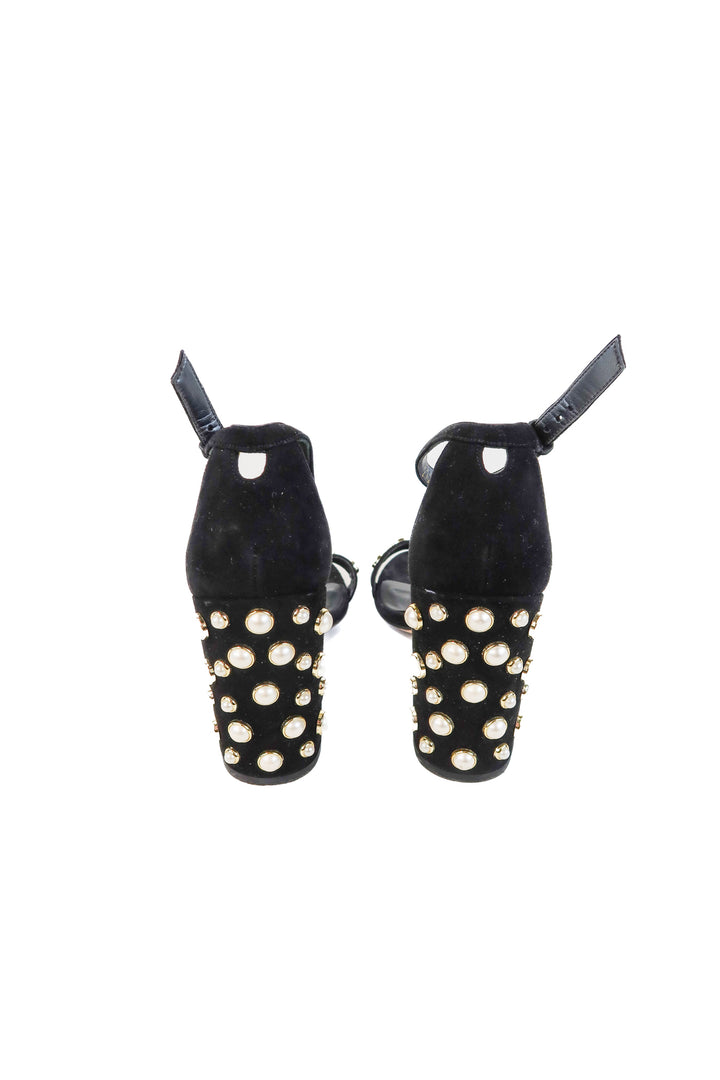 Stuart Weitzman black pearl heels (8; retail $495)