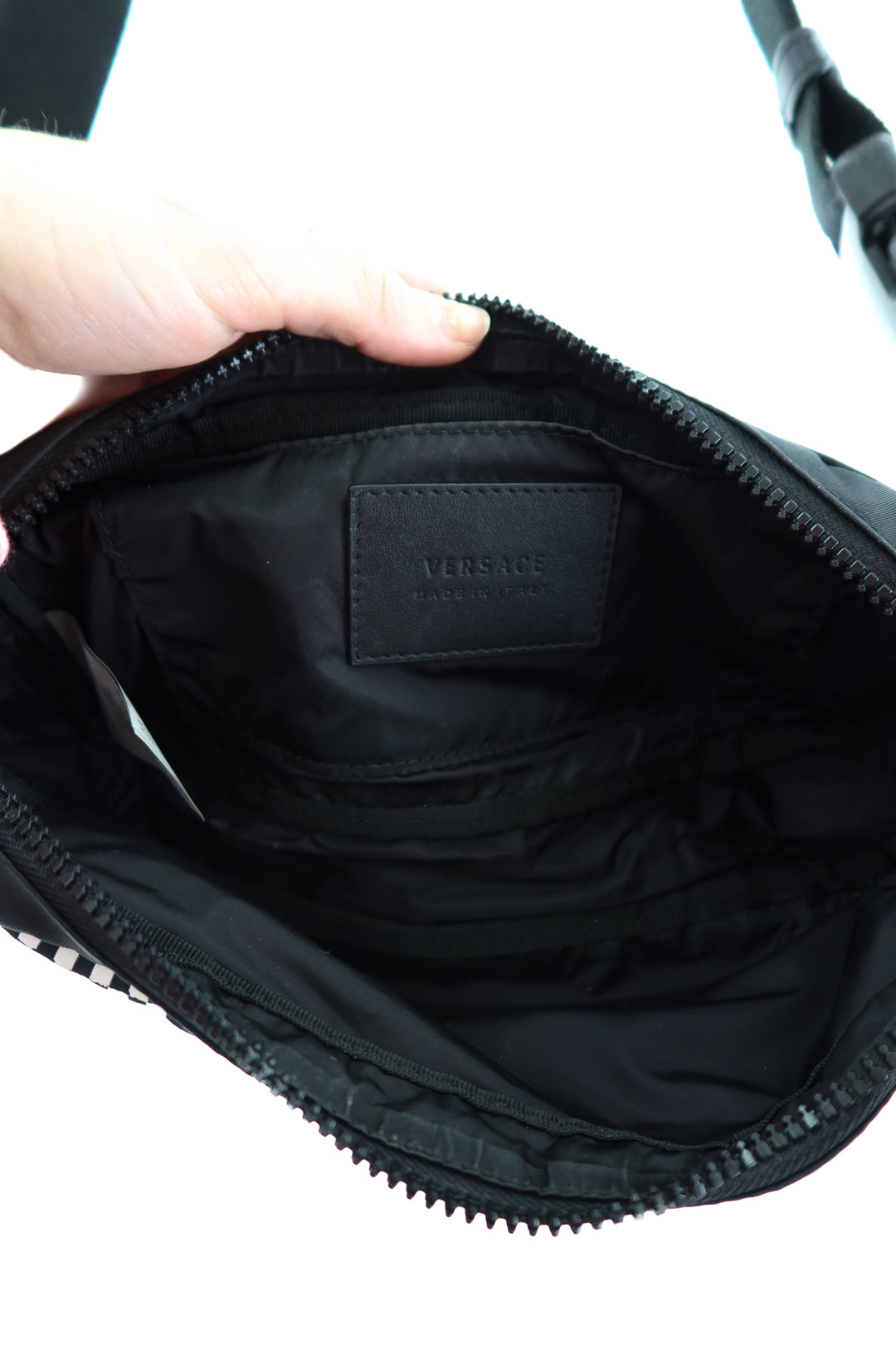 versace black nylon belt bag (retail $495)